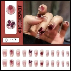 🆕LAST 1🌹$6 OR 2 FOR $10~CHIC FLORAL BUTTERFLY AND ROSES 24 DESIGNER NAILS